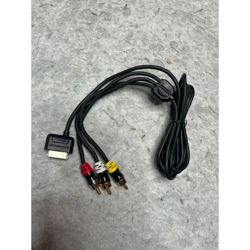 Scosche 30-Pin‎ to RCA Composite AV Cable for iPhone iPad iPod Black Gold Plated